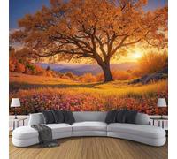 ZISTRCBAO Grass Trees Mural Wallpaper, Autumn Scenery Panoramic Wallpaper, Wall Mural Decoration Poster 200x140cm Murals for Living Room Bedroom Hallway, Golden Yellow