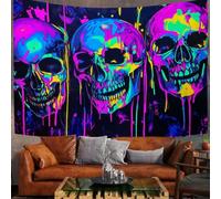 ZISTRCBAO Ink Drops Skull Tapestry Wall Hanging | Psychedelic Street Graffiti Style Tapestries, Home Decor Wall Hanging Bed Cover Terror Bedroom Living Room Dorm 230x180cm, Blue