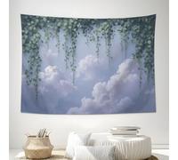 ZISTRCBAO Ivy White Clouds Tapestry Wall Hanging, Tapestry Naturalism Design Wide Wall Hanging, Green Tapestries Poster for Living Room Bedroom Dorm Decor, 150x100cm