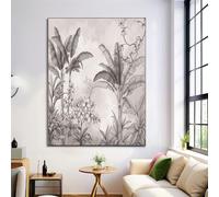 ZISTRCBAO Jungle Palm Trees Canvas Wall Art Vintage Ink Painting on Canvas Print Posters Gray Prints Poster Pictures for Living Room Hallway Stairs Bedroom Bathroom Wall Decor 40×50 cm Frameless