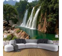 ZISTRCBAO Koc Waterfall Vietnam Wallpaper Murals, Dark Green Murals, Realistic Natural Scenery Wallpaper for Bedroom Living Room Decor Artwork Background Wall Stickers 350x256cm