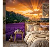 ZISTRCBAO Lavender Fields Sunset Wall Mural Wallpaper | French Pastoral Scenery Walls Art Murals, Silk Panoramic Poster, Poster Decoration Wall Covering for Bedroom Living Room Home Decor 200x140cm