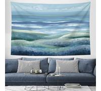 ZISTRCBAO Layered Waves Tapestry Wall Hanging for Bedroom Living Room, Abstract Watercolor Graffiti Wall Tapestry Backdrop Tapestries Turquoise Wall Art for Party College Dorm Home Decor, 150x130cm