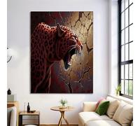 ZISTRCBAO Leopard Marble Frameless Canvas Wall Art, Animal Portrait Wall Pictures Printed Poster Painting on Canvas Walls Decor for Bedroom Living Room Bathroom Office Home 80×120 cm, Gold