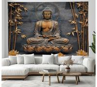 ZISTRCBAO Lotus Eastern Figure Tapestry Classical Zen Style Wall Tapestry for Bedroom Aesthetic, Gray Tapestries Wall Hanging Background Cloth for Dorm Living Room Decor 150x130cm