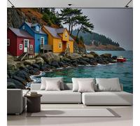 ZISTRCBAO Mediterranean Scenery Wall Mural, Greenery Wall Decor Poster Wallpaper for Living Room Bedroom Dorm, 250x175cm