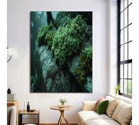 ZISTRCBAO Moss Rocks Canvas Wall Art Natural Plants Realistic on Canvas Print Posters Green Prints Poster Pictures for Living Room Hallway Stairs Bedroom Bathroom Wall Decor 80×120 cm Frameless