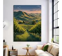 ZISTRCBAO Mountain Vineyard Canvas Wall Art Landscape Realism on Canvas Print Posters Green Prints Poster Pictures for Living Room Hallway Stairs Bedroom Bathroom Wall Decor 60×90 cm Frameless