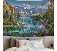 ZISTRCBAO Mountains Lakes Tapestry Wall Hanging, Tapestry Realistic Natural Style Design Wide Wall Hanging, Blue-Green Tapestries Poster for Living Room Bedroom Dorm Decor, 230x180cm