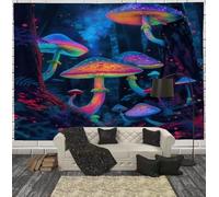 ZISTRCBAO Mushrooms Forest Tapestry, Neon Psychedelic Art Wall Tapestries, Blue Wall Tapestry Aesthetic Decor for Bedroom Living Room Backdrop 230x180cm