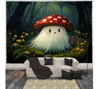 ZISTRCBAO Mushrooms Ghosts Forest Tapestry 100x75cm | Dark Green Decorative Wall Tapestry Bedroom, Cute Dark Fairy Tale Wall Hanging Aesthetic for Party Home Decoration