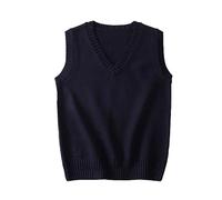 ZISTRCBAO Navy Blue Sweater Vests - Womens V Neck Gilets Knitted Vest Thin Regular Fit, Casual Tank Top Ladies Girls Vintage Sweater Sleeveless Waistcoat Jumper Uniform Style,Navy Blue,Xl