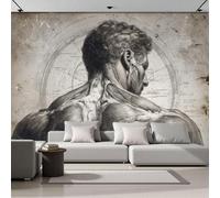 ZISTRCBAO Old Map Muscular Man's Back Wall Mural Wallpaper, Retro Realistic Portrait Silk Photo Wallpapers for Living Room, Hallway, TV Background Wall Wallpaper, Poster, 200x140cm