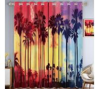 ZISTRCBAO Palm Trees Blackout Curtains for Bedroom, Thermal Insulated Tropical Landscape Window Drapes for Living Room, Orange Color Window Curtain 2 Panels for Home Decor, W 31.5" x L 63" In
