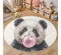ZISTRCBAO Panda Blowing Bubbles Round Area Rugs Living Room Bedroom, Watercolor Animal Portrait Round Rugs 60cm, Soft Machine Washable Non Slip Non Shedding Floor Rug for Boys' Teen Room, Gray