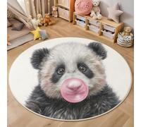 ZISTRCBAO Panda Blowing Bubbles Round Rugs for Living Room, Cute Watercolor Animal Round Area Rug 120cm Machine Washable Rugs Gray Soft Non Slip Non Shedding Home Decor Rug for Boys' Teen Bedroom