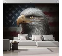 ZISTRCBAO Panoramic Mural Bald Eagle American Flag Silk Wallpaper 300x210cm Wall Mural Decoration Poster Patriotic Theme Wallpaper for Living Room Bedroom & Home Interiors