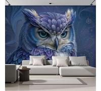 ZISTRCBAO Panoramic Mural Feathered Owl Silk Wallpaper 400x280cm Wall Mural Decoration Poster Mysterious Fantasy Art Wallpaper for Living Room Bedroom & Home Interiors