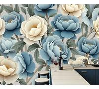 ZISTRCBAO Panoramic Mural French Style Peony Silk Wallpaper 200x140cm Wall Mural Decoration Poster Classic Elegant Flowers Wallpaper for Living Room Bedroom & Home Interiors