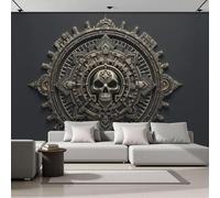 ZISTRCBAO Panoramic Mural Gears Skulls Silk Wallpaper 200x140cm Wall Mural Decoration Poster Industrial Fantasy Style Wallpaper for Living Room Bedroom & Home Interiors