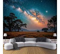 ZISTRCBAO Panoramic Mural Milky Way Fields Silk Wallpaper 350x256cm Wall Mural Decoration Poster Dreamy Night View Wallpaper for Living Room Bedroom & Home Interiors