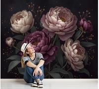ZISTRCBAO Peony Rose Silk 3D Photo Wallpaper Mural 250x175cm, Classical Gothic Aesthetics Photo Wallpaper, Indoor Wall Painting for Bedroom Living Room TV Backdrop Home Decoration