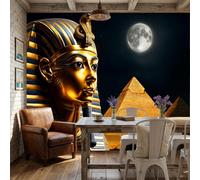 ZISTRCBAO Pharaoh Mask Pyramids Large Decorative Wall Mural 250x175cm, Ancient Egyptian Epic Scenery Photo Wallpaper, Room Decor Wall Art for Living Room Bedroom Home Office Golden Walls Murals