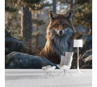 ZISTRCBAO Photo Wallpaper 150x105cm, Forest Red Fox Panoramic Wallpaper Mural, Animal Portrait Photo Wallpapers, Brown Mural Decoration for Living Room Bedroom Corridor