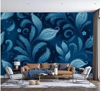 ZISTRCBAO Photo Wallpaper 250x175cm, Panoramic Paisley Plants Silk Wallpaper, Retro Boho Style Giant Wall Mural Decoration Poster for Living Room Bedroom Wall Covering