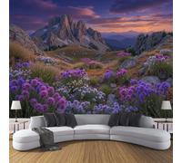 ZISTRCBAO Photo Wallpaper 3D Effect Mural Panoramic Flowers Mountains Sunset Wallpaper, Dreamy Landscape Realistic Silk Wall Art Mural for Bedroom Living Room Decoration Poster 150x105cm
