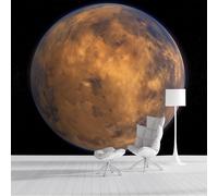 ZISTRCBAO Photo Wallpaper 3D Effect Mural Panoramic Mars Close-Up Wallpaper, Cosmic Theme Silk Wall Art Mural for Boys Girls Bedroom Decor Poster 350x256cm