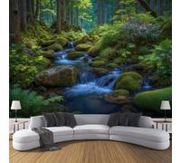 ZISTRCBAO Photo Wallpaper 3D Effect Mural Panoramic Mountain Streams Waterfalls Wallpaper, Forest Landscape Silk Wall Art Mural for Bedroom Living Room Decoration Poster 250x175cm