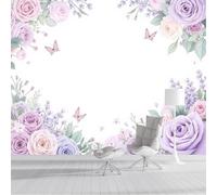ZISTRCBAO Photo Wallpaper 3D Effect Mural Panoramic Peony Rose Floral Border Wallpaper, Dreamy Watercolor Floral Silk Wall Art Mural for Boys Girls Bedroom Decor Poster 150x105cm