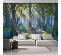 ZISTRCBAO Photo Wallpaper 3D Effect Mural Panoramic Sunlight Filters Through The Forest Wallpaper, Tranquil Natural Scenery Silk Wall Art Mural for Bedroom Living Room Decoration Poster 300x210cm