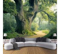 ZISTRCBAO Photo Wallpaper Ancient Trees Grasslands Wall Mural Art 200x140cm, Mysterious Forest Scenery Silk Wall Mural, Stunning Walls Art for Living Room Bedroom Corridor Decor Poster, Green