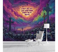 ZISTRCBAO Photo Wallpaper Apocalyptic Scene Skulls Wall Mural Art 250x175cm, Gothic Theme Silk Wall Mural, Stunning Walls Art for Boys Girls Bedroom Decor Poster, Multi-Colored