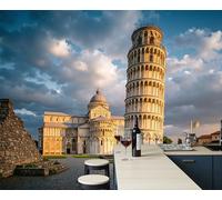 ZISTRCBAO Photo Wallpaper Beige 400x280cm, Leaning Tower Pisa Italy Silk Wall Mural Decoration, Classical Historical Building Poster Picture Wallpaper Mural for Living Room Kitchen Bedroom