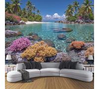 ZISTRCBAO Photo Wallpaper Coral Reef Tropical Island Wall Murals Poster, 250x175cm Natural Scenery Panoramic Mural, Multi-Colored Home Decoration Wall Mural for Living Room Bedroom Corridor