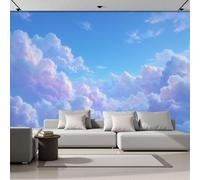 ZISTRCBAO Photo Wallpaper Dreamy Blue Sky White Clouds Wall Mural Art 400x280cm, Tranquil Cloudscape Silk Wall Mural, Stunning Walls Art for Living Room Bedroom Corridor Decor Poster, Blue