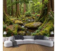ZISTRCBAO Photo Wallpaper Forest Moss Wall Mural Art 250x175cm, Ancient Tropical Rainforest Silk Wall Mural, Stunning Walls Art for Living Room Bedroom Corridor Decor Poster, Dark Green
