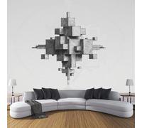ZISTRCBAO Photo Wallpaper Gray 400x280cm, Geometric Architecture Silk Wall Mural Decoration, Modern Abstract Poster Picture Wallpaper Mural for Living Room Kitchen Bedroom