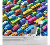 ZISTRCBAO Photo Wallpaper Multicolor 150x105cm, Cars Trucks Silk Wall Mural Decoration, Cartoon Highways Poster Picture Wallpaper Mural for Boys Girls Bedroom