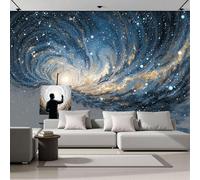 ZISTRCBAO Photo Wallpaper Starry Sky Painter Milky Way Wall Mural Art 400x280cm, Abstract Universe Art Silk Wall Mural, Stunning Walls Arts for Living Room Bedroom Corridor Decor Poster, Blue