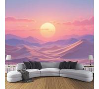 ZISTRCBAO Pink Orange Desert Dunes Mural Wallpaper, Minimalism Panoramic Wallpaper, Wall Mural Decoration Poster 200x140cm Murals for Living Room Bedroom Hallway, Pink