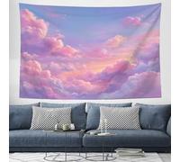 ZISTRCBAO Pink Sky Clouds Tapestry Wall Hanging, Tapestry Soft Beautiful Design Wide Wall Hanging, Pink Tapestries Poster for Living Room Bedroom Dorm Decor, 150x100cm