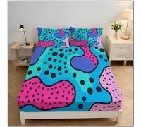 ZISTRCBAO Polka Dot Geometry Super King Fitted Sheet 30cm Extra Deep, Modern Abstract Washable Fitted Sheet, Soft Brushed Microfiber Breathable Bedding 180x200x30cm, Blue