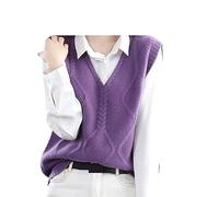 ZISTRCBAO Purple Cardigan V Neck Sleeveless Gilets - Women Fashion Plus Size Loose Swing Chunky Sweater Vests Oversized Knit Sleeveless Jumpers For Your Friends,Purple,M