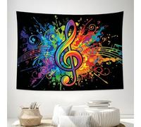 ZISTRCBAO Rainbow Gradient Notes Tapestry, Abstract Music Theme Wall Hanging, Tapestries Decor, Multicolor Wall Art for Classroom, Living Room, Dorm - 100x75cm