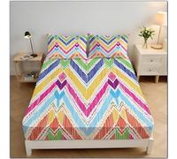 ZISTRCBAO Rainbow Stripes Fitted Sheet Single Bed with 2 Pillowcases, Modern Simple Bed Sheets Bedroom Decor, 30 Cm Deep Pocket, Multicolor Sheet Set for Adults Teens, 90x190x30 cm