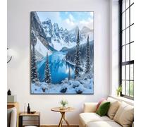 ZISTRCBAO Rocky Mountain Snowscape Wall Art Canvas, Magnificent Winter Scenery Wall Poster, Unframed Poster Artwork for Living Room Bedroom Office Home 30×40 cm